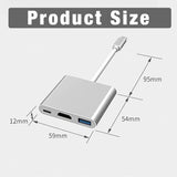 USB-C HDMI USB 3.0 Adapter Converter Cable 3 in 1 Hub For MacBook Pro iPad TypeC