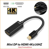 4K Mini Display Port DP Thunderbolt to HDMI Adapter for Microsoft Surface Pro 6