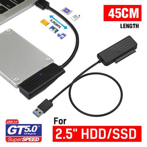 45cm USB 3.0 to SATA 22Pin 2.5Inch Hard Disk Driver SSD Adapter Data Power Cable
