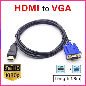 1.8m 1080P HDMI to VGA Gold Plated Adapter Cable for HDTV & HD LCD