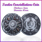 Twelve Constellations Coin Sun and Moon Challenge Medal Double-sided Embossed