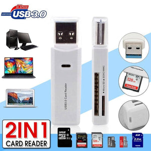 2 In 1 USB 3.0 Card Memory Reader High Speed SD SDHC SDXC Micro Writer Adapter