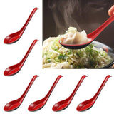 10PCS Asian Soup Spoons with Long Handle Hook for Ramen & Chinese Cuisine