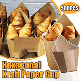 500PCS French Fries Cups Disposable Kraft Paper Cups Snack Containers