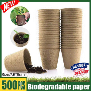 500Pcs Nursery Pots Biodegradable Paper Pulp Peat Pots Plant Garden Seed Starter