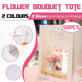 50PCS Flower Bouquet Tote Wedding Favor Bag Bride Tote Clear Gift Bags Handbag