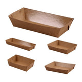 500PCS Kraft Cardboard Food Disposable Tray Brown Party Chips Takeaway Container
