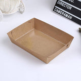 500PCS Kraft Cardboard Food Disposable Tray Brown Party Chips Takeaway Container