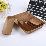 500PCS Kraft Cardboard Food Disposable Tray Brown Party Chips Takeaway Container