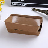 500PCS Kraft Cardboard Food Disposable Tray Brown Party Chips Takeaway Container