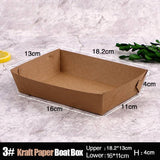 500PCS Kraft Cardboard Food Disposable Tray Brown Party Chips Takeaway Container