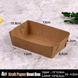 500PCS Kraft Cardboard Food Disposable Tray Brown Party Chips Takeaway Container