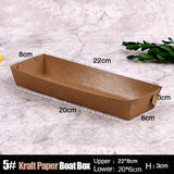 500PCS Kraft Cardboard Food Disposable Tray Brown Party Chips Takeaway Container