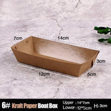 500PCS Kraft Cardboard Food Disposable Tray Brown Party Chips Takeaway Container