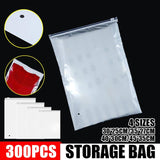 300PCS Zip Lock Plastic Bags Reclosable Resealable Zipper Pouch for Clothes Bag