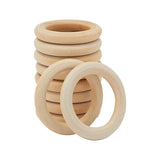 10-30pcs 40mm Natural Wooden Rings for DIY Jewelry & Craft Making