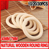 10-30pcs 40mm Natural Wooden Rings for DIY Jewelry & Craft Making