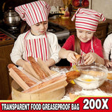 200PCS Transparent Food Greaseproof Bags French Bread Baguette Packaging Pouc