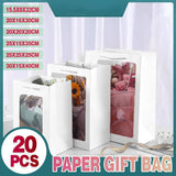 20PCS Kraft Paper Gift Bags With Transparent Clear Window Flower Carry Bag