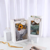 20PCS Kraft Paper Gift Bags With Transparent Clear Window Flower Carry Bag