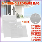 Hanging Storage Bag Large Hook Clear Bag Hanging 100PCS 17CM x 22CM