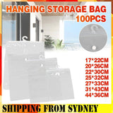 Hanging Storage Bag Large Hook Clear Bag Hanging 100PCS 17CM x 22CM