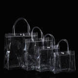 100x PVC Transparent Gift Tote Bag with Snap Button for Packaging