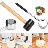 Coconut Opener Stainless Steel Puncher Driller Drill Rubber Cutter Hammer Tool