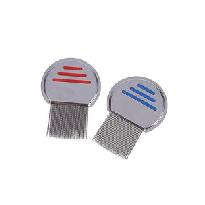 2x Flea Removal Lice Nit Head Stainless Steel Metal Hair Comb Brushes Round