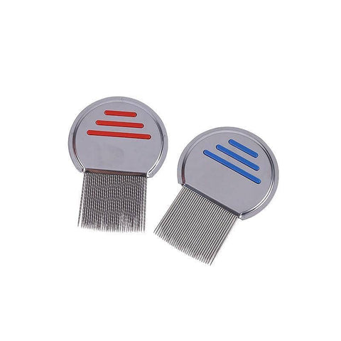 2x Flea Removal Lice Nit Head Stainless Steel Metal Hair Comb Brushes Round