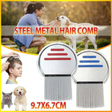 2x Flea Removal Lice Nit Head Stainless Steel Metal Hair Comb Brushes Round