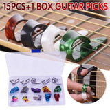 15PCS+1 BOX Guitar Picks Bass Thumb Finger Nail Colorful Plectrum Guitar Banjo