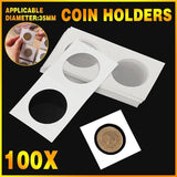 100PCS 2"x2" Cardboard Coin Holders - 35mm for 50c & 20c Coins