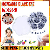 700x Google Googly Eyes Joggle Moveable Black Eye Wiggly Craft Stick On Adhesive