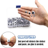 730x Google Googly Eyes Joggle Moveable Black Eye Wiggly Craft Stick On Adhesive