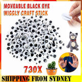 730x Google Googly Eyes Joggle Moveable Black Eye Wiggly Craft Stick On Adhesive