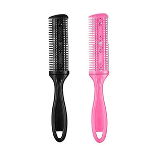 2PCS Razor Comb With Blades Razor Trimmer DIY Double Sides Hair Thinning Comb