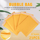 25PCS Poly Bubble Mailer Yellow Colour Multi-Size Plastic Padded Bag