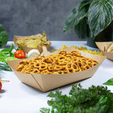 Kraft Paper Boat Tray Biodegradable Multi Size Serving Food Safe Fries Rice Deli
