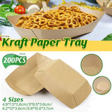 Kraft Paper Boat Tray Biodegradable Multi Size Serving Food Safe Fries Rice Deli