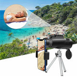 HD Portable Telescope Monocular For Travel Low Light Vision+ Phone Clip +Tripod