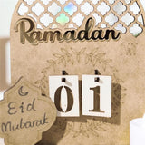 Wooden Eid Ramadan Countdown Calendar Ornament DIY Wood Crafts Party Decor #T