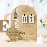 Wooden Eid Ramadan Countdown Calendar Ornament DIY Wood Crafts Party Decor #T