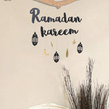 Ramadan Kareem Wooden Ornament Eid Mubarak Islam Mosque Party Hanging Decor