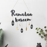 Ramadan Kareem Wooden Ornament Eid Mubarak Islam Mosque Party Hanging Decor