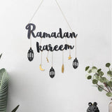 Ramadan Kareem Wooden Ornament Eid Mubarak Islam Mosque Party Hanging Decor
