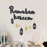 Ramadan Kareem Wooden Ornament Eid Mubarak Islam Mosque Party Hanging Decor
