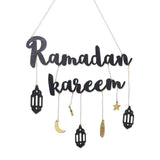 Ramadan Kareem Wooden Ornament Eid Mubarak Islam Mosque Party Hanging Decor