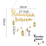 Ramadan Kareem Wooden Ornament Eid Mubarak Islam Mosque Party Hanging Decor