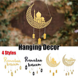 Ramadan Kareem Wooden Ornament Eid Mubarak Islam Mosque Party Hanging Decor